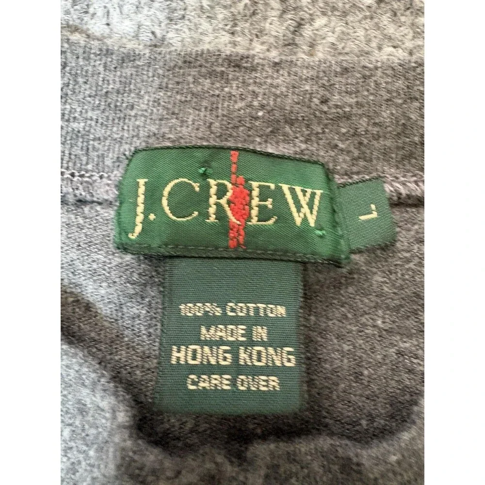 Vintage J.CREW Sweatshirt Mens L Gray 100% Cotton Crew Neck Hong Kong Pullover